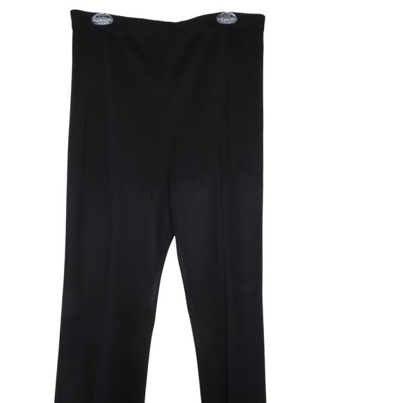 Exclusively Misook Black Knit Pants M High Waist Acrylic Pull On Flat Front - Picture 2 of 6